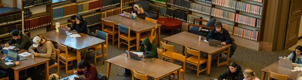 Students studying in library.