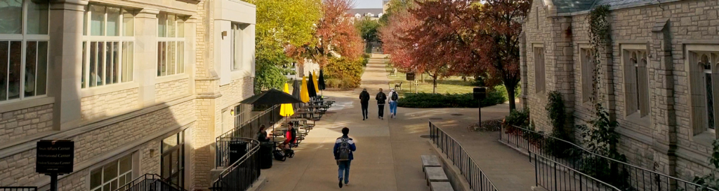 Students walking on campus.