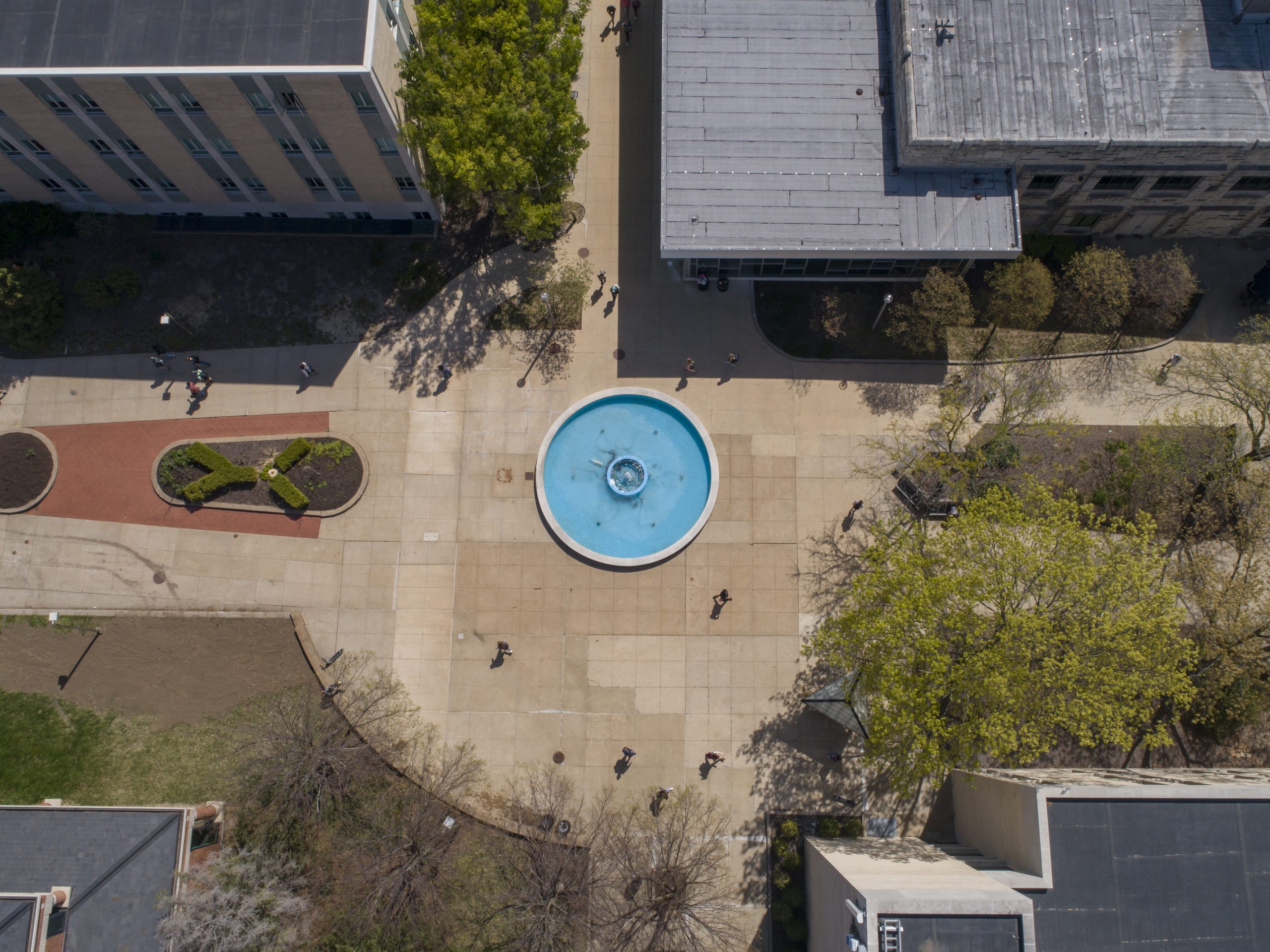 Drone aerial photographs near the Brady Fountain