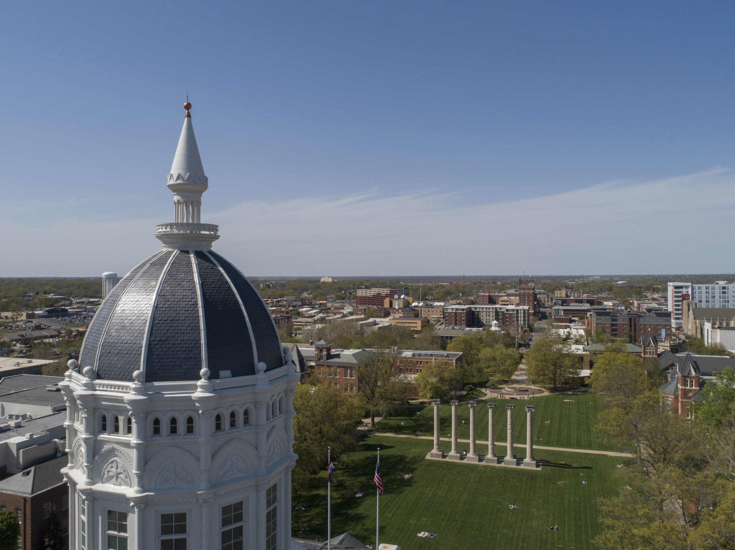 Drone aerial photographs near the Jesse Hall